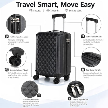 20 Inch Carry On Luggage, Lightweight Hard Shell ABS Suitcase with TSA Lock and Double Spinner Wheels, Rolling Suitcase for Travel (LXG-Blue, 20" carry on)