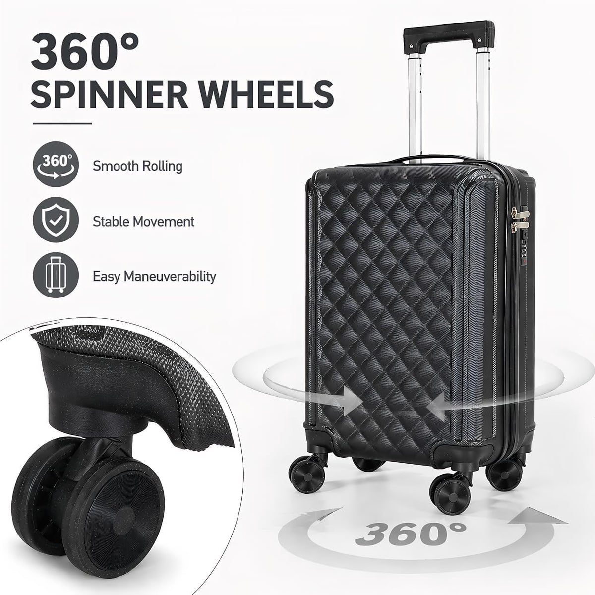 20 Inch Carry On Luggage, Lightweight Hard Shell ABS Suitcase with TSA Lock and Double Spinner Wheels, Rolling Suitcase for Travel (LXG-Blue, 20" carry on)