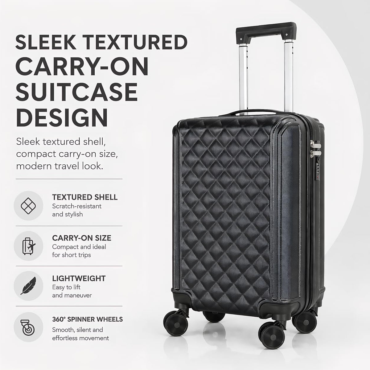 20 Inch Carry On Luggage, Lightweight Hard Shell ABS Suitcase with TSA Lock and Double Spinner Wheels, Rolling Suitcase for Travel (LXG-Blue, 20" carry on)