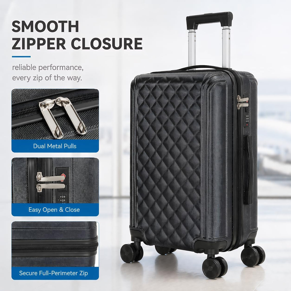 20 Inch Carry On Luggage, Lightweight Hard Shell ABS Suitcase with TSA Lock and Double Spinner Wheels, Rolling Suitcase for Travel (LXG-Blue, 20" carry on)