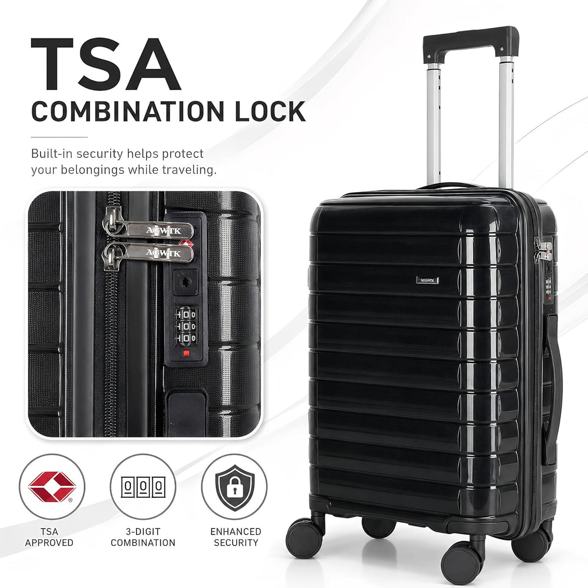 20 Inch Carry On Luggage, Lightweight Hard Shell ABS Suitcase with TSA Lock and Double Spinner Wheels, Rolling Suitcase for Travel (LXG-Blue, 20" carry on)
