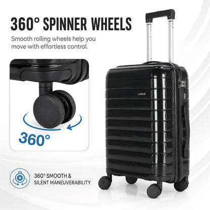 20 Inch Carry On Luggage, Lightweight Hard Shell ABS Suitcase with TSA Lock and Double Spinner Wheels, Rolling Suitcase for Travel (LXG-Blue, 20" carry on)
