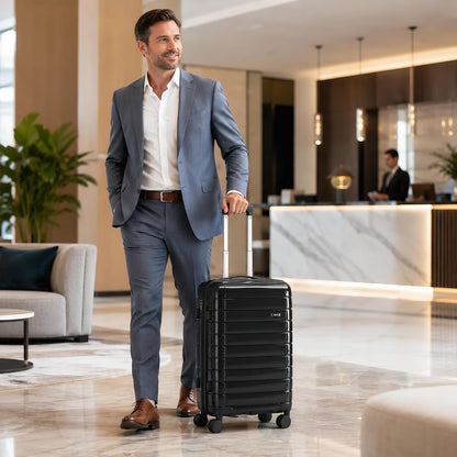 20 Inch Carry On Luggage, Lightweight Hard Shell ABS Suitcase with TSA Lock and Double Spinner Wheels, Rolling Suitcase for Travel (LXG-Blue, 20" carry on)