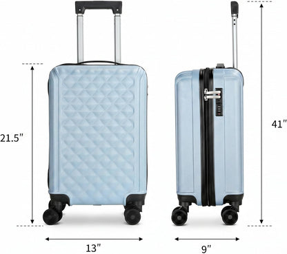 20 Inch Carry On Luggage, Lightweight Hard Shell ABS Suitcase with TSA Lock and Double Spinner Wheels, Rolling Suitcase for Travel (LXG-Blue, 20" carry on)