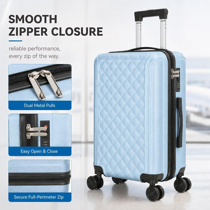 20 Inch Carry On Luggage, Lightweight Hard Shell ABS Suitcase with TSA Lock and Double Spinner Wheels, Rolling Suitcase for Travel (LXG-Blue, 20" carry on)