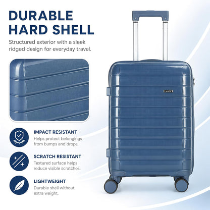 20 Inch Carry On Luggage, Lightweight Hard Shell ABS Suitcase with TSA Lock and Double Spinner Wheels, Rolling Suitcase for Travel (LXG-Blue, 20" carry on)