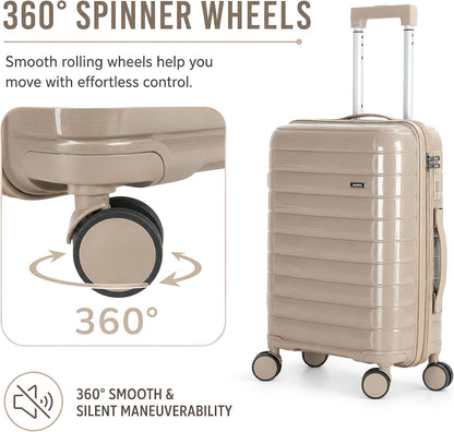 20 Inch Carry On Luggage, Lightweight Hard Shell ABS Suitcase with TSA Lock and Double Spinner Wheels, Rolling Suitcase for Travel (LXG-Blue, 20" carry on)