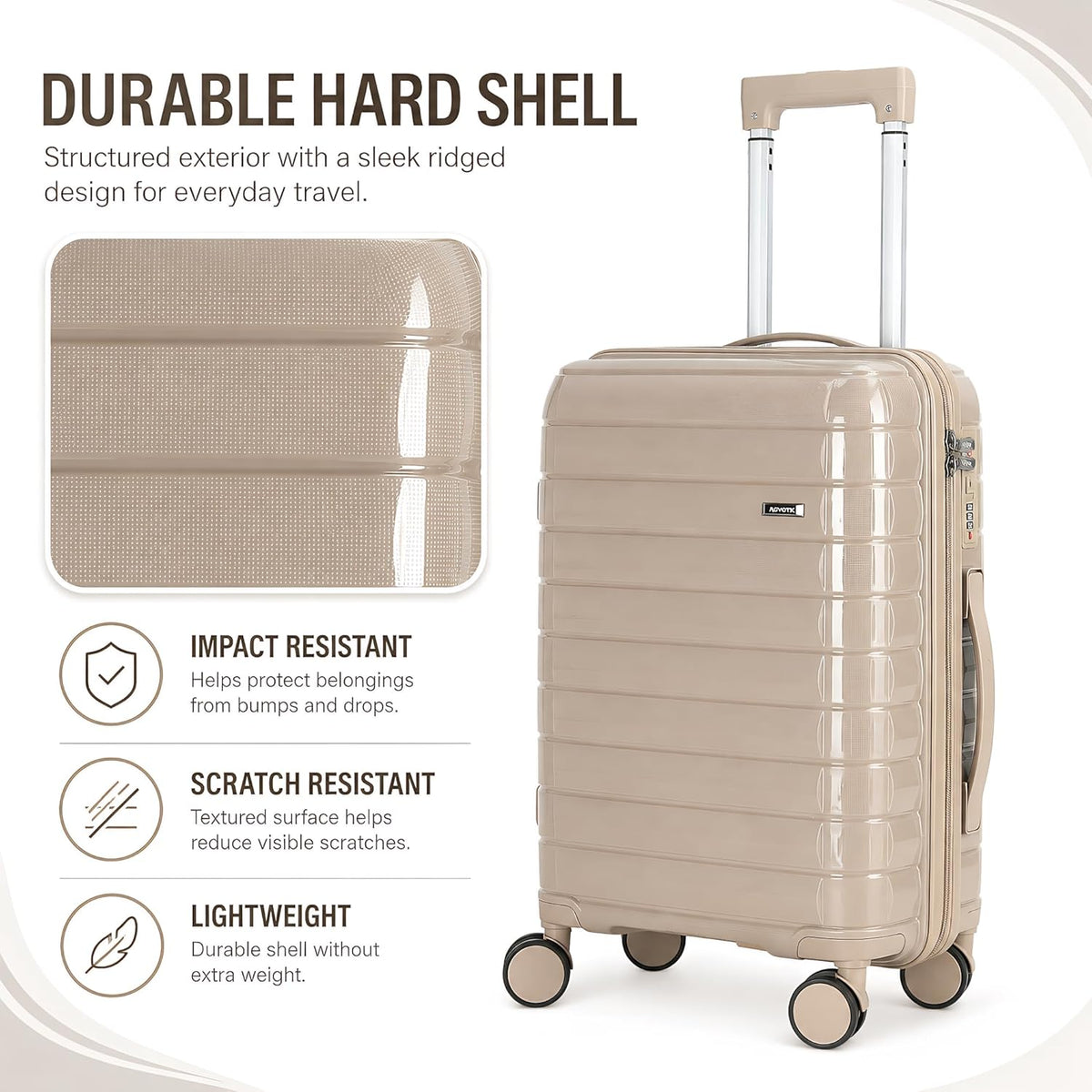 20 Inch Carry On Luggage, Lightweight Hard Shell ABS Suitcase with TSA Lock and Double Spinner Wheels, Rolling Suitcase for Travel (LXG-Blue, 20" carry on)