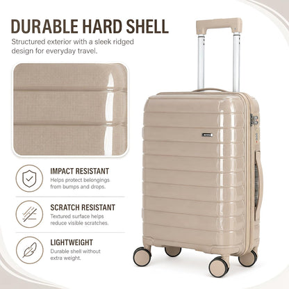 20 Inch Carry On Luggage, Lightweight Hard Shell ABS Suitcase with TSA Lock and Double Spinner Wheels, Rolling Suitcase for Travel (LXG-Blue, 20" carry on)