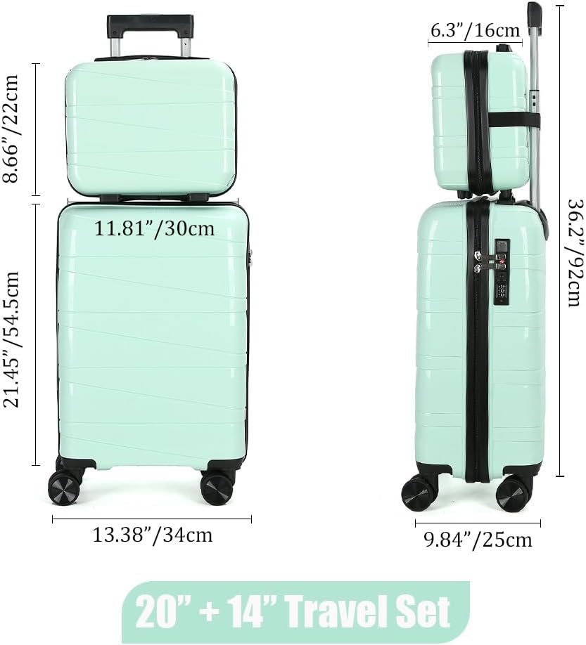 20 Inch Carry On Luggage, Lightweight Hard Shell ABS Suitcase with TSA Lock and Double Spinner Wheels, Rolling Suitcase for Travel (LXG-Blue, 20" carry on)