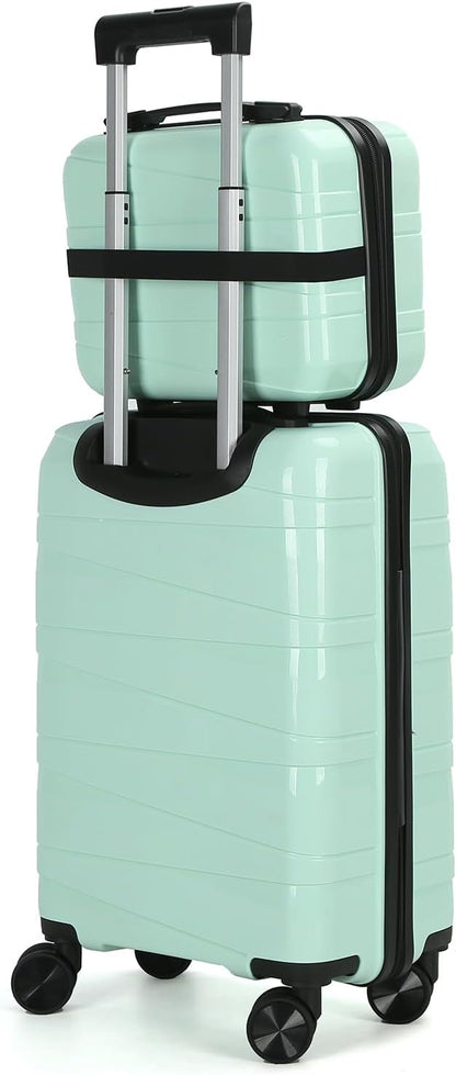20 Inch Carry On Luggage, Lightweight Hard Shell ABS Suitcase with TSA Lock and Double Spinner Wheels, Rolling Suitcase for Travel (LXG-Blue, 20" carry on)