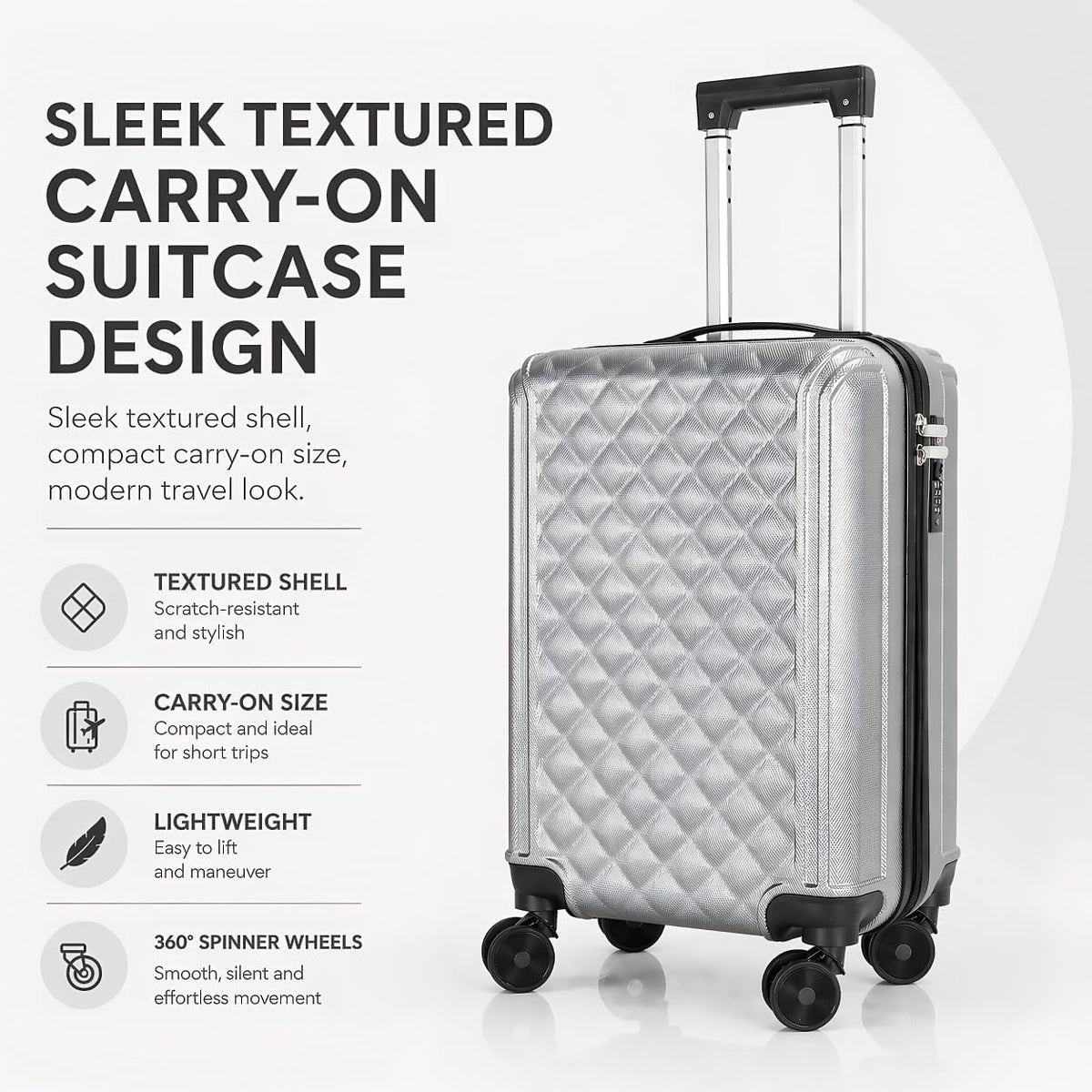 20 Inch Carry On Luggage, Lightweight Hard Shell ABS Suitcase with TSA Lock and Double Spinner Wheels, Rolling Suitcase for Travel (LXG-Blue, 20" carry on)