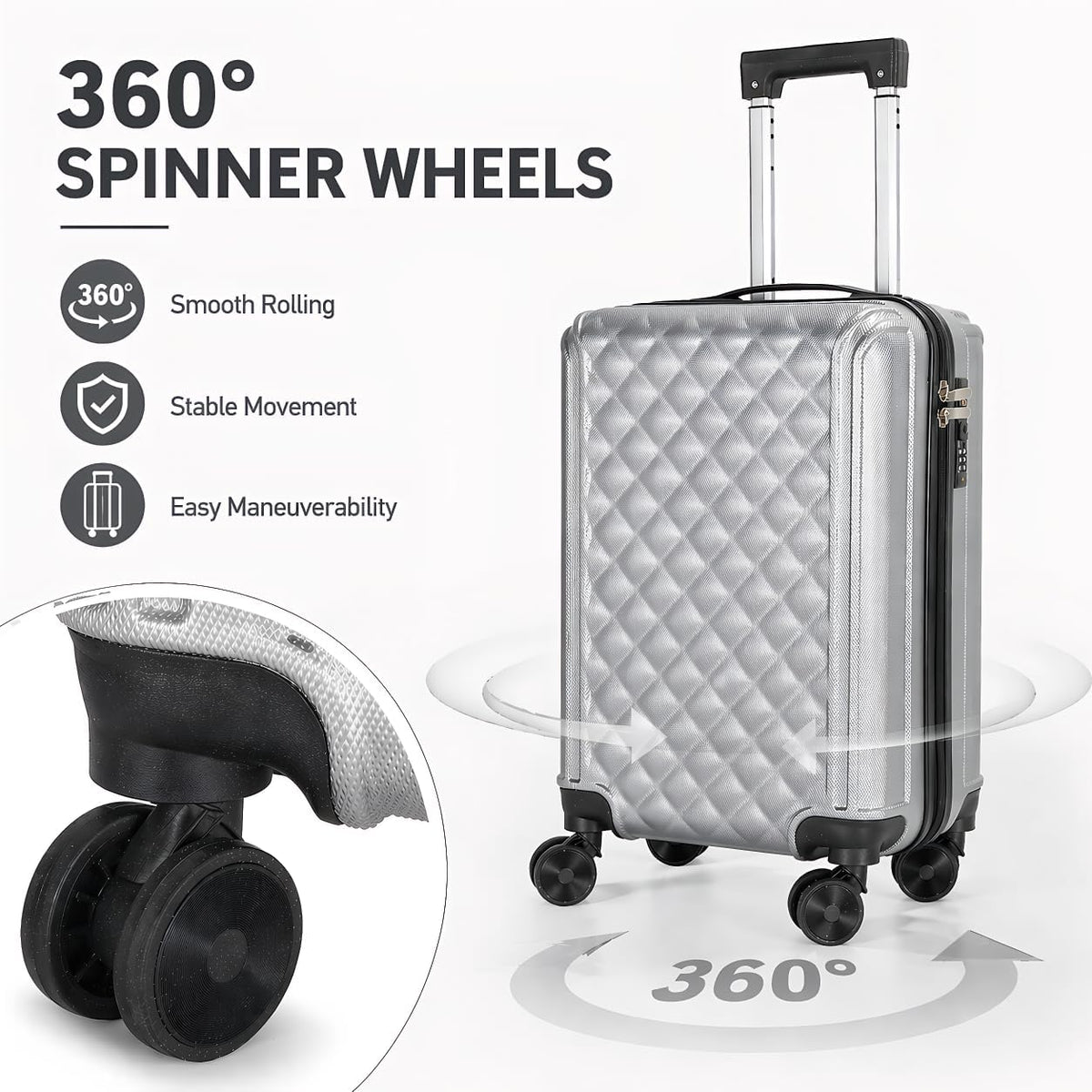 20 Inch Carry On Luggage, Lightweight Hard Shell ABS Suitcase with TSA Lock and Double Spinner Wheels, Rolling Suitcase for Travel (LXG-Blue, 20" carry on)