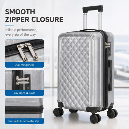 20 Inch Carry On Luggage, Lightweight Hard Shell ABS Suitcase with TSA Lock and Double Spinner Wheels, Rolling Suitcase for Travel (LXG-Blue, 20" carry on)