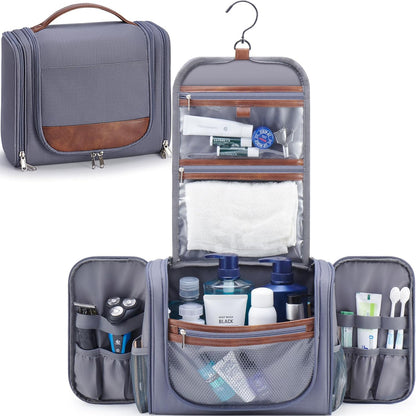 Large Hanging Toiletry Bag for Men, Travel Bathroom Bag with Hook, Hygiene Bag Organizer for Shower, Shaving & Grooming Essentials, Black
