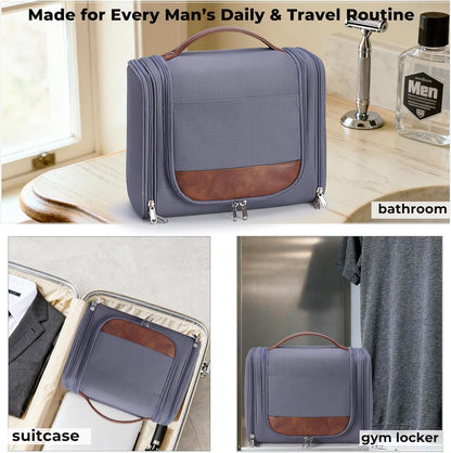 Large Hanging Toiletry Bag for Men, Travel Bathroom Bag with Hook, Hygiene Bag Organizer for Shower, Shaving & Grooming Essentials, Black