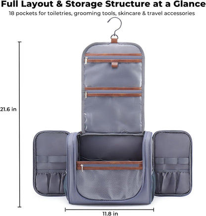 Large Hanging Toiletry Bag for Men, Travel Bathroom Bag with Hook, Hygiene Bag Organizer for Shower, Shaving & Grooming Essentials, Black