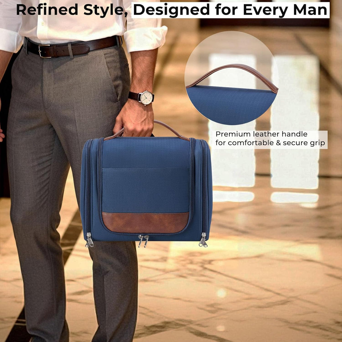 Large Hanging Toiletry Bag for Men, Travel Bathroom Bag with Hook, Hygiene Bag Organizer for Shower, Shaving & Grooming Essentials, Black