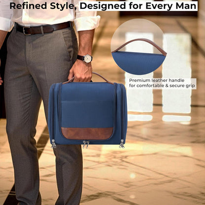 Large Hanging Toiletry Bag for Men, Travel Bathroom Bag with Hook, Hygiene Bag Organizer for Shower, Shaving & Grooming Essentials, Black