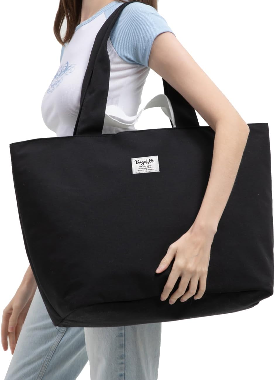 22'' 50L 100% Cotton Oversized Travel Tote Bag for Women - Tear-Resistant, Overnight/Weekend/Beach Bag