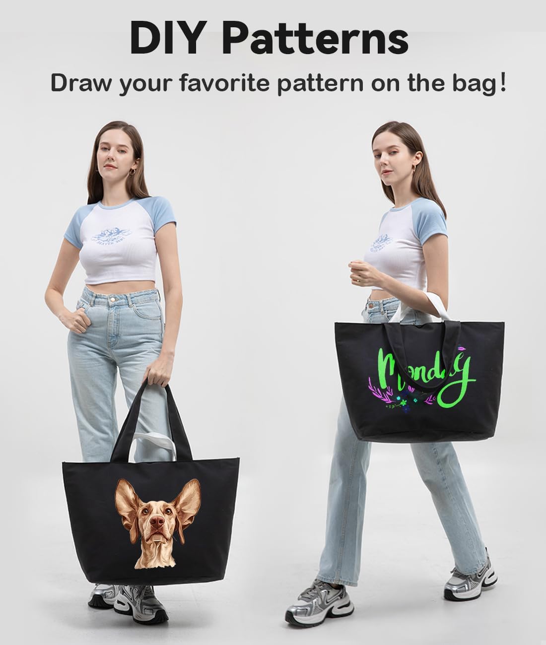 22'' 50L 100% Cotton Oversized Travel Tote Bag for Women - Tear-Resistant, Overnight/Weekend/Beach Bag