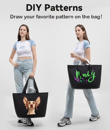 22'' 50L 100% Cotton Oversized Travel Tote Bag for Women - Tear-Resistant, Overnight/Weekend/Beach Bag