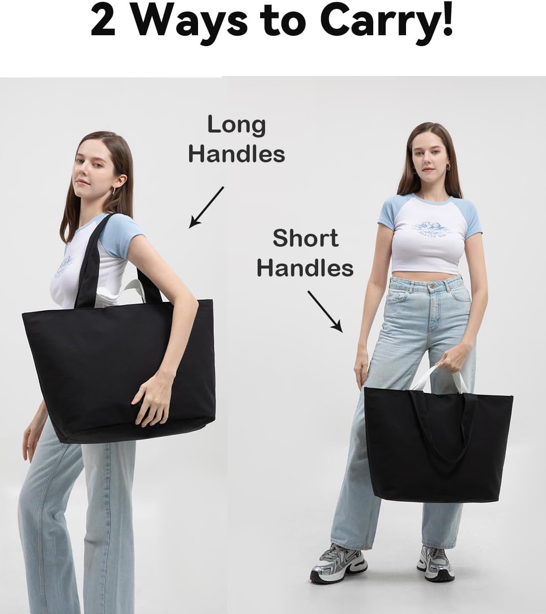 22'' 50L 100% Cotton Oversized Travel Tote Bag for Women - Tear-Resistant, Overnight/Weekend/Beach Bag