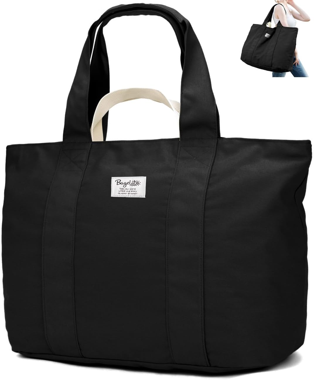 22'' 50L 100% Cotton Oversized Travel Tote Bag for Women - Tear-Resistant, Overnight/Weekend/Beach Bag