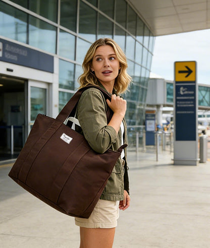 22'' 50L 100% Cotton Oversized Travel Tote Bag for Women - Tear-Resistant, Overnight/Weekend/Beach Bag