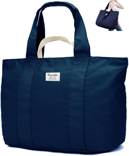 22'' 50L 100% Cotton Oversized Travel Tote Bag for Women - Tear-Resistant, Overnight/Weekend/Beach Bag