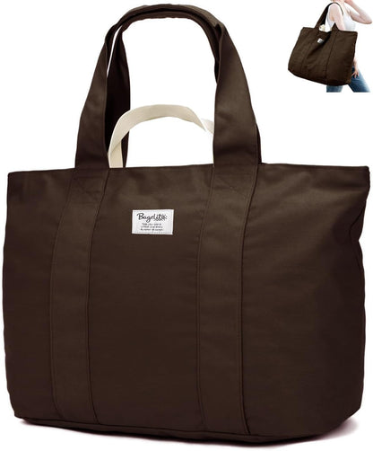 22'' 50L 100% Cotton Oversized Travel Tote Bag for Women - Tear-Resistant, Overnight/Weekend/Beach Bag