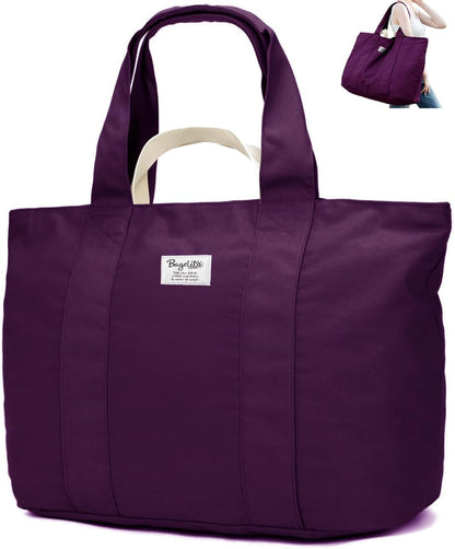 22'' 50L 100% Cotton Oversized Travel Tote Bag for Women - Tear-Resistant, Overnight/Weekend/Beach Bag