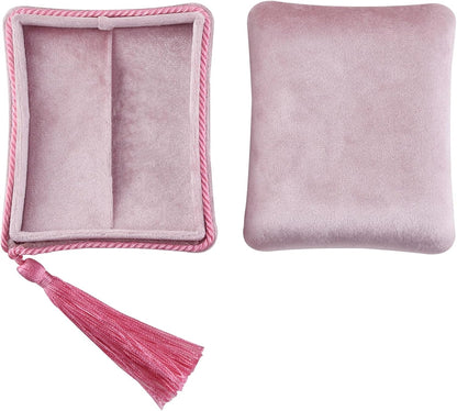 Plush Jewelry Box Portable Travel Case Organizers With Multi Layer Compartments For Rings Necklaces Earrings