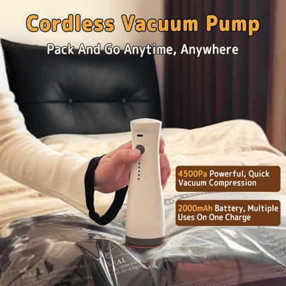 12 Pack Vacuum Bags for Travel with Rechargeable Air Pump, Carry-On Compression Bags for Luggage and Suitcase, Space Saver Storage for Clothing and Travel Organization
