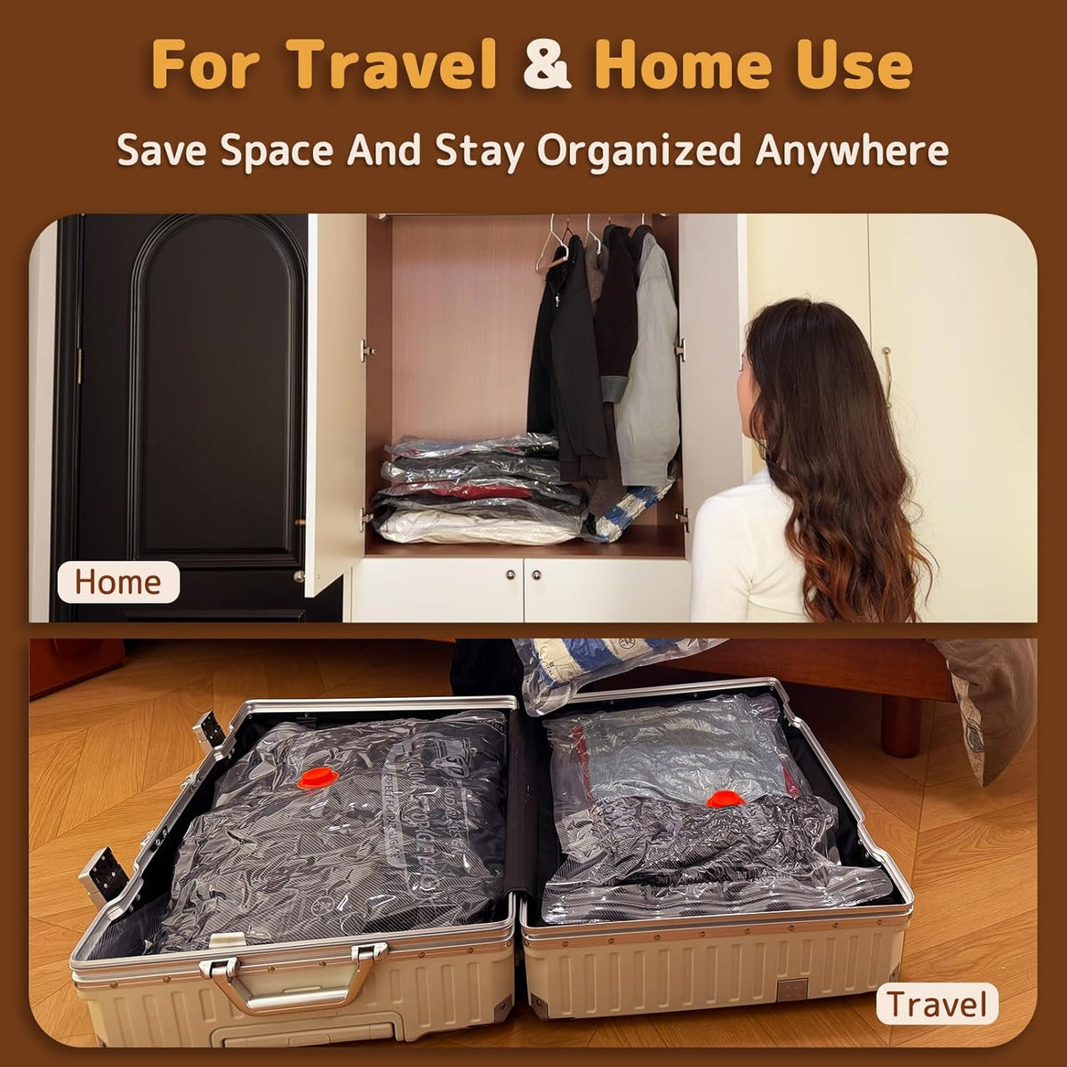 12 Pack Vacuum Bags for Travel with Rechargeable Air Pump, Carry-On Compression Bags for Luggage and Suitcase, Space Saver Storage for Clothing and Travel Organization
