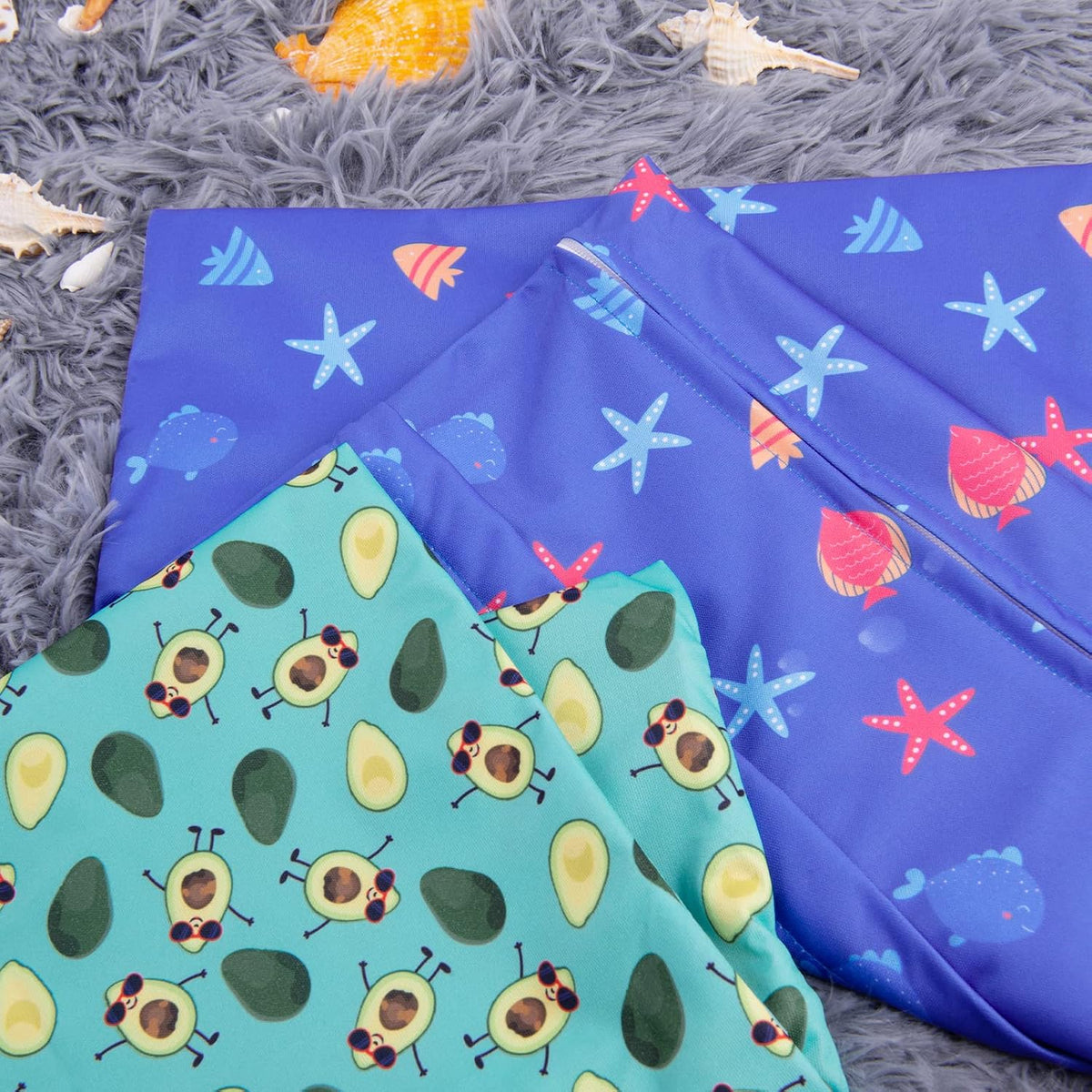ALVA 2pcs Cloth Diaper Wet Dry Bags Waterproof Reusable with Two Zippered Pockets Travel Beach Pool Daycare Soiled Baby Items Yoga Gym Bag for Swimsuits or Wet Clothes LX-AMD0912 - Colors B