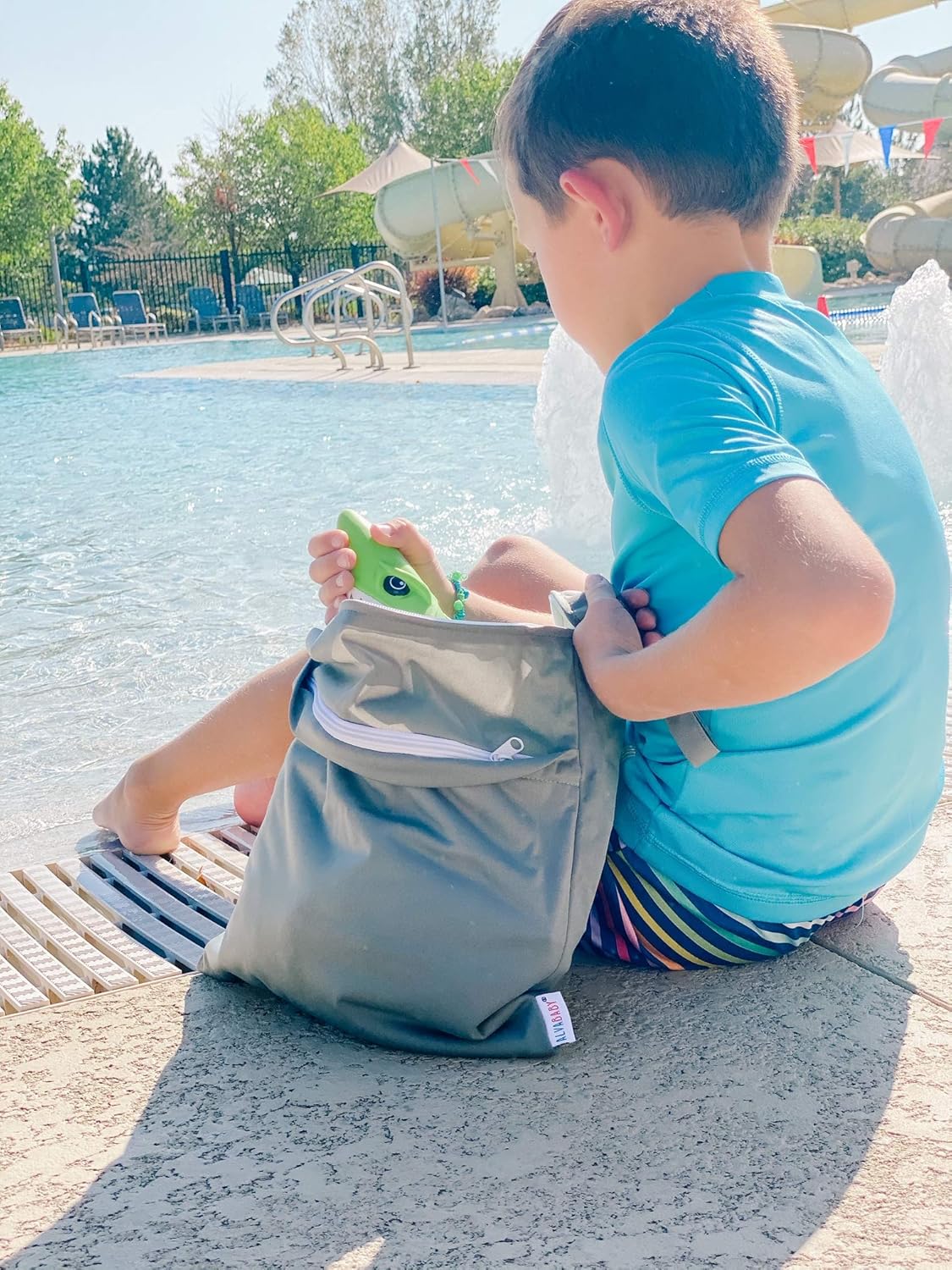 ALVA 2pcs Cloth Diaper Wet Dry Bags Waterproof Reusable with Two Zippered Pockets Travel Beach Pool Daycare Soiled Baby Items Yoga Gym Bag for Swimsuits or Wet Clothes LX-AMD0912 - Colors B