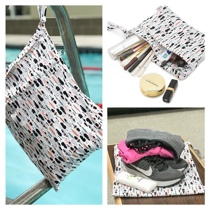 ALVA 2pcs Cloth Diaper Wet Dry Bags Waterproof Reusable with Two Zippered Pockets Travel Beach Pool Daycare Soiled Baby Items Yoga Gym Bag for Swimsuits or Wet Clothes LX-AMD0912 - Colors B