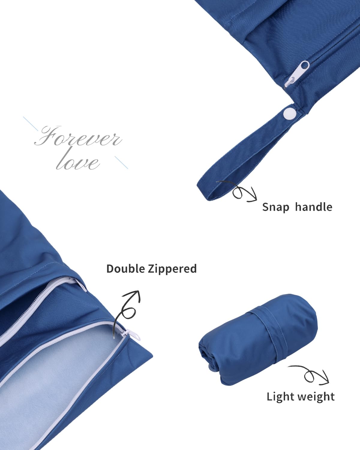 ALVA 2pcs Cloth Diaper Wet Dry Bags Waterproof Reusable with Two Zippered Pockets Travel Beach Pool Daycare Soiled Baby Items Yoga Gym Bag for Swimsuits or Wet Clothes LX-AMD0912 - Colors B