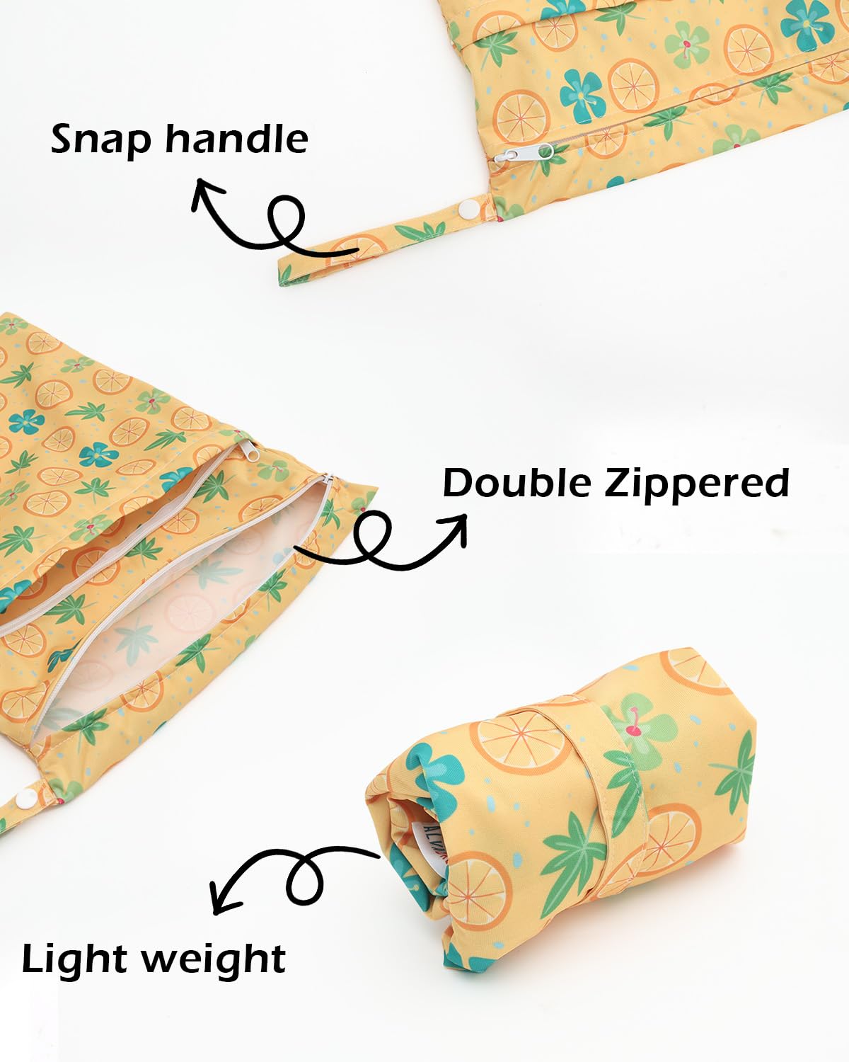 ALVA 2pcs Cloth Diaper Wet Dry Bags Waterproof Reusable with Two Zippered Pockets Travel Beach Pool Daycare Soiled Baby Items Yoga Gym Bag for Swimsuits or Wet Clothes LX-AMD0912 - Colors B