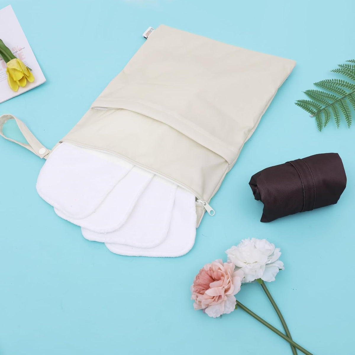 ALVA 2pcs Cloth Diaper Wet Dry Bags Waterproof Reusable with Two Zippered Pockets Travel Beach Pool Daycare Soiled Baby Items Yoga Gym Bag for Swimsuits or Wet Clothes LX-AMD0912 - Colors B