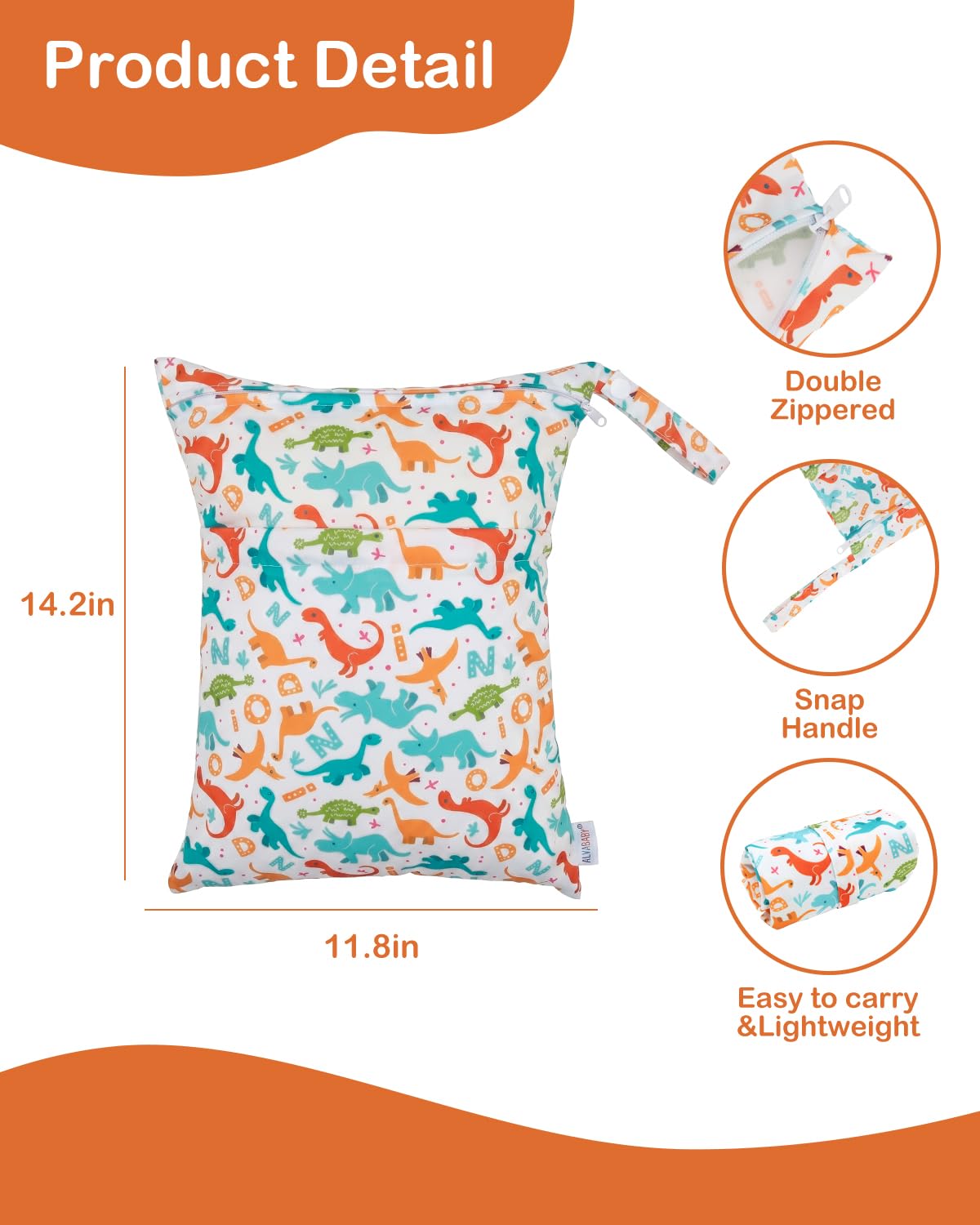 ALVA 2pcs Cloth Diaper Wet Dry Bags Waterproof Reusable with Two Zippered Pockets Travel Beach Pool Daycare Soiled Baby Items Yoga Gym Bag for Swimsuits or Wet Clothes LX-AMD0912 - Colors B