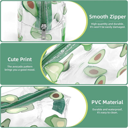Clear Makeup Bag, Small Clear Toiletry Bag for Travel, Cosmetic Makeup Organizer Bags with Zipper, Plastic PVC Pouch Transparent Zip for Purse Reusable TSA Approved Quart Size (Avocado)