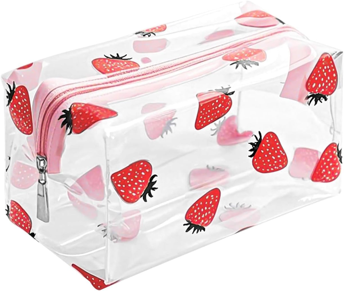 Clear Makeup Bag, Small Clear Toiletry Bag for Travel, Cosmetic Makeup Organizer Bags with Zipper, Plastic PVC Pouch Transparent Zip for Purse Reusable TSA Approved Quart Size (Avocado)