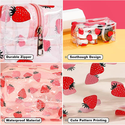Clear Makeup Bag, Small Clear Toiletry Bag for Travel, Cosmetic Makeup Organizer Bags with Zipper, Plastic PVC Pouch Transparent Zip for Purse Reusable TSA Approved Quart Size (Avocado)