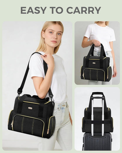 Large Travel Makeup Bag with 2 Removable Cases, Cosmetic Bag with Multiple Storage Sections, with Multiple Storage Sections,Double Layer Big Travel Make Up Organizer Case,Travel Toiletry Bag