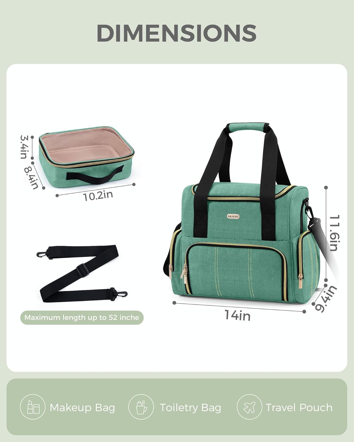 Large Travel Makeup Bag with 2 Removable Cases, Cosmetic Bag with Multiple Storage Sections, with Multiple Storage Sections,Double Layer Big Travel Make Up Organizer Case,Travel Toiletry Bag