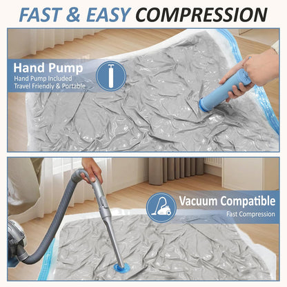 Vacuum Storage Bags, 80% Compression Vacuum Seal Space Saver Plastic Packaging Bags for Clothes, Blankets, Pillow, Bedding, Comforters, Sealer Clothing Storage,20 Combo