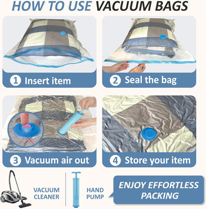 Vacuum Storage Bags, 80% Compression Vacuum Seal Space Saver Plastic Packaging Bags for Clothes, Blankets, Pillow, Bedding, Comforters, Sealer Clothing Storage,20 Combo