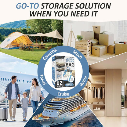 Vacuum Storage Bags, 80% Compression Vacuum Seal Space Saver Plastic Packaging Bags for Clothes, Blankets, Pillow, Bedding, Comforters, Sealer Clothing Storage,20 Combo